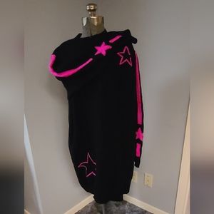 PLUS SIZE 24/26 BLACK AND NEON PINK SWEATER DRESS